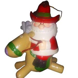 VTG Kersten Brothers 1986 Enesco Santa Riding Reindeer Holiday Hanging Ornament